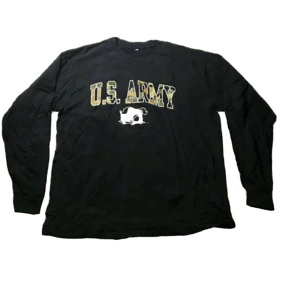 U.S. Army Black with Camo Text Long Sleeve T- Shirt Size‎ Large - Picture 1 of 4